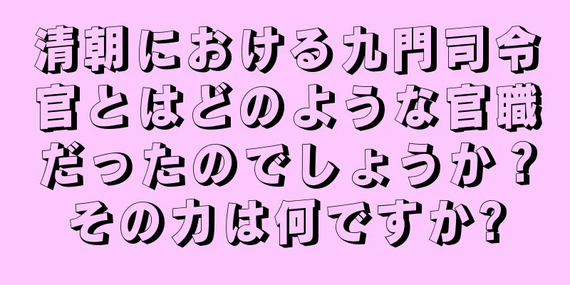 清朝における九門司令官とはどのような官職だったのでしょうか？その力は何ですか?