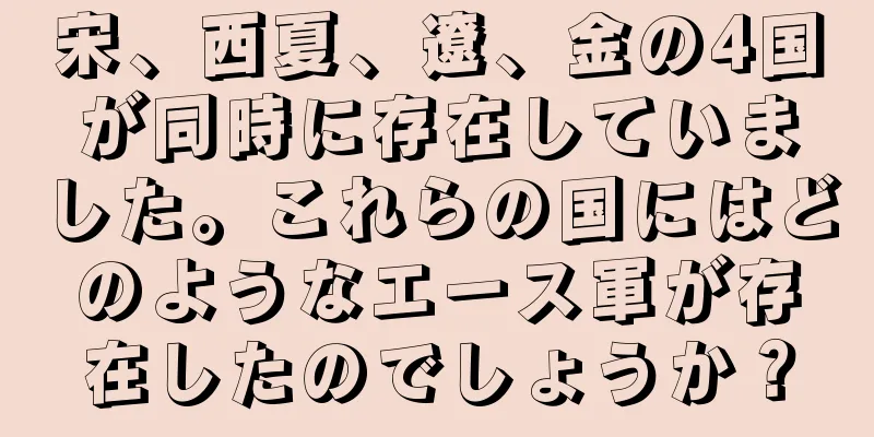 宋、西夏、遼、金の4国が同時に存在していました。これらの国にはどのようなエース軍が存在したのでしょうか？