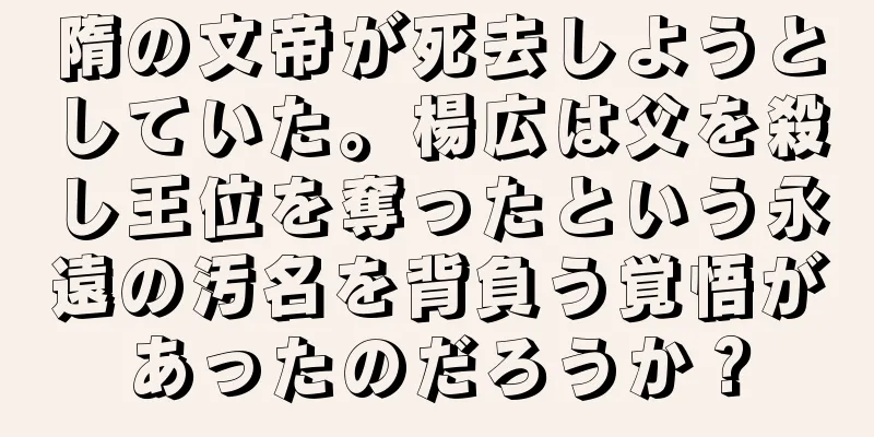 隋の文帝が死去しようとしていた。楊広は父を殺し王位を奪ったという永遠の汚名を背負う覚悟があったのだろうか？