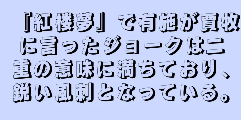 『紅楼夢』で有施が賈牧に言ったジョークは二重の意味に満ちており、鋭い風刺となっている。