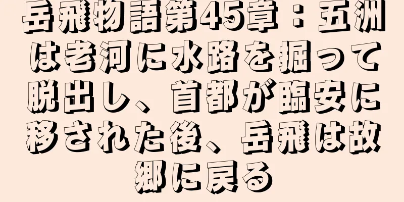 岳飛物語第45章：五洲は老河に水路を掘って脱出し、首都が臨安に移された後、岳飛は故郷に戻る