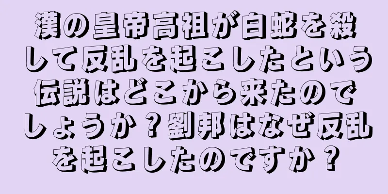 漢の皇帝高祖が白蛇を殺して反乱を起こしたという伝説はどこから来たのでしょうか？劉邦はなぜ反乱を起こしたのですか？