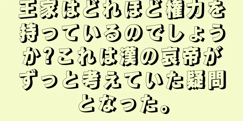 王家はどれほど権力を持っているのでしょうか?これは漢の哀帝がずっと考えていた疑問となった。