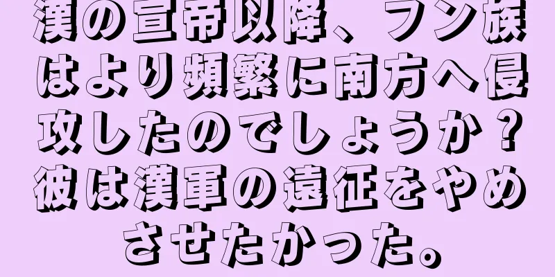 漢の宣帝以降、フン族はより頻繁に南方へ侵攻したのでしょうか？彼は漢軍の遠征をやめさせたかった。