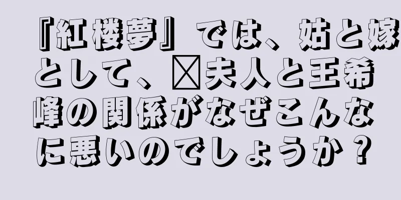 『紅楼夢』では、姑と嫁として、邢夫人と王希峰の関係がなぜこんなに悪いのでしょうか？