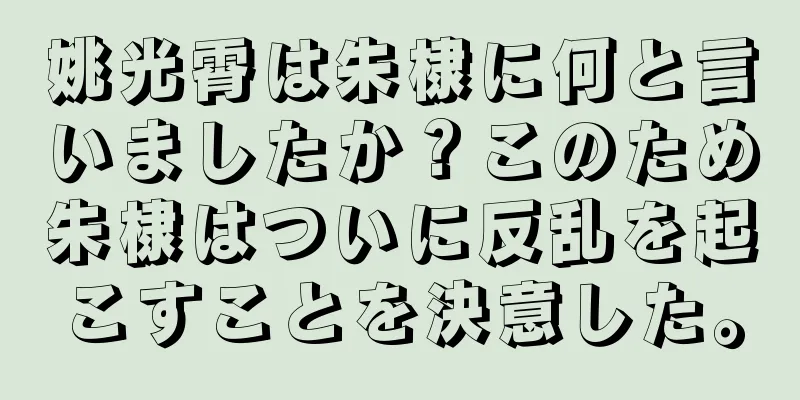 姚光霄は朱棣に何と言いましたか？このため朱棣はついに反乱を起こすことを決意した。