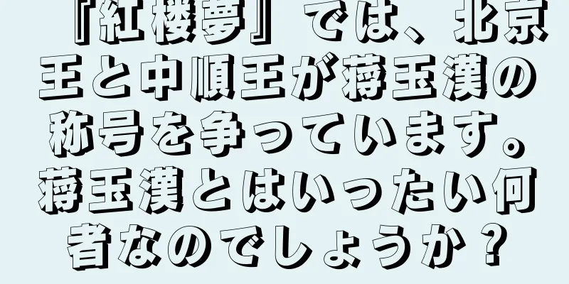 『紅楼夢』では、北京王と中順王が蒋玉漢の称号を争っています。蒋玉漢とはいったい何者なのでしょうか？