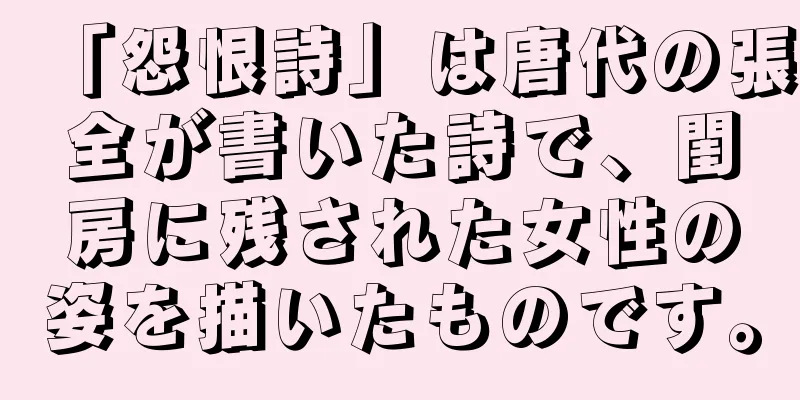 「怨恨詩」は唐代の張全が書いた詩で、閨房に残された女性の姿を描いたものです。