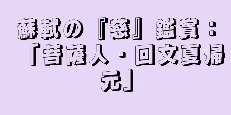 蘇軾の『慈』鑑賞：「菩薩人・回文夏帰元」