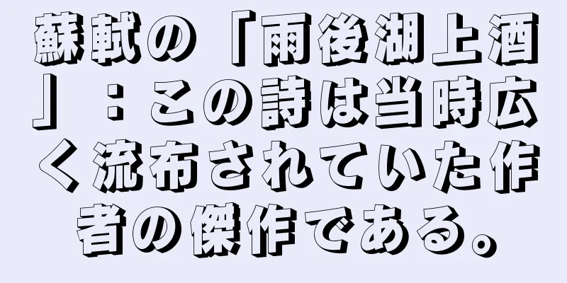 蘇軾の「雨後湖上酒」：この詩は当時広く流布されていた作者の傑作である。