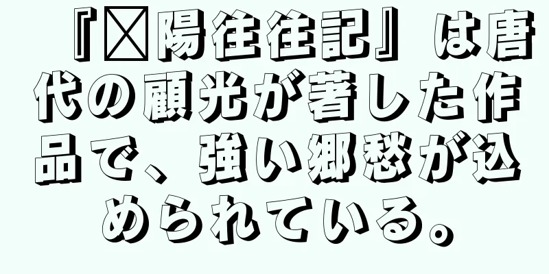 『鄱陽往往記』は唐代の顧光が著した作品で、強い郷愁が込められている。