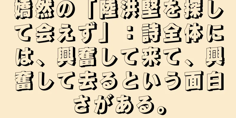 嬌然の「陸洪堅を探して会えず」：詩全体には、興奮して来て、興奮して去るという面白さがある。