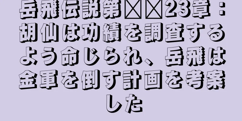岳飛伝説第​​23章：胡仙は功績を調査するよう命じられ、岳飛は金軍を倒す計画を考案した