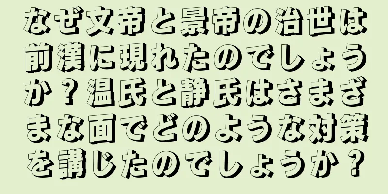 なぜ文帝と景帝の治世は前漢に現れたのでしょうか？温氏と静氏はさまざまな面でどのような対策を講じたのでしょうか？