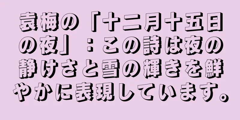 袁梅の「十二月十五日の夜」：この詩は夜の静けさと雪の輝きを鮮やかに表現しています。