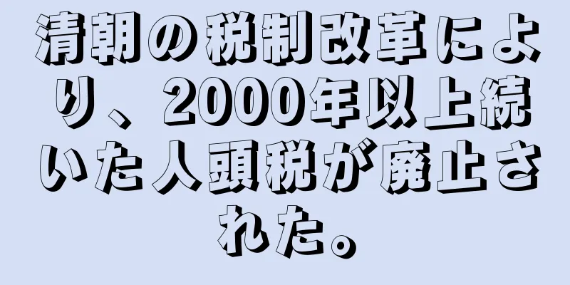 清朝の税制改革により、2000年以上続いた人頭税が廃止された。