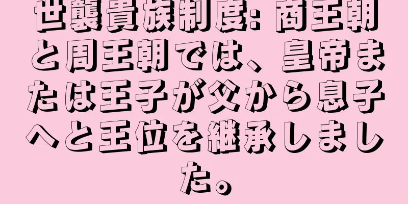 世襲貴族制度: 商王朝と周王朝では、皇帝または王子が父から息子へと王位を継承しました。