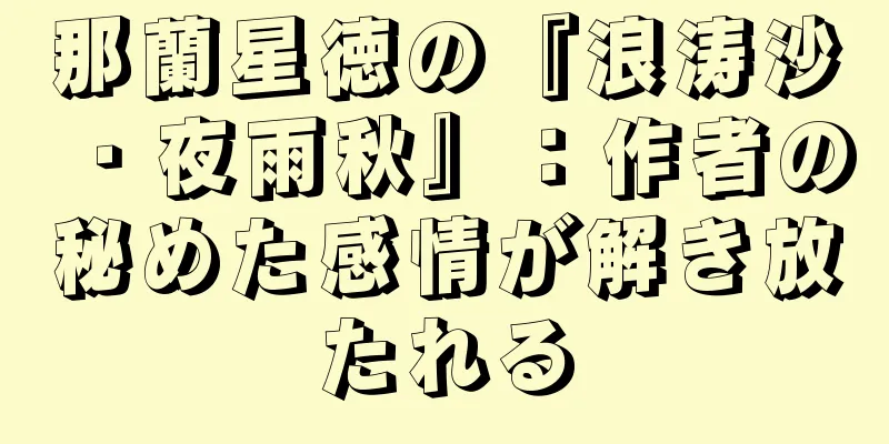 那蘭星徳の『浪涛沙・夜雨秋』：作者の秘めた感情が解き放たれる