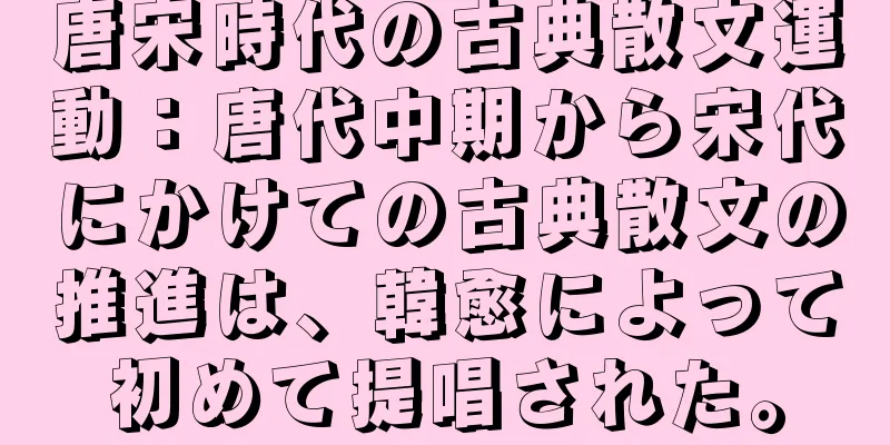 唐宋時代の古典散文運動：唐代中期から宋代にかけての古典散文の推進は、韓愈によって初めて提唱された。