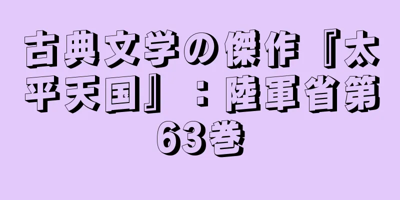 古典文学の傑作『太平天国』：陸軍省第63巻