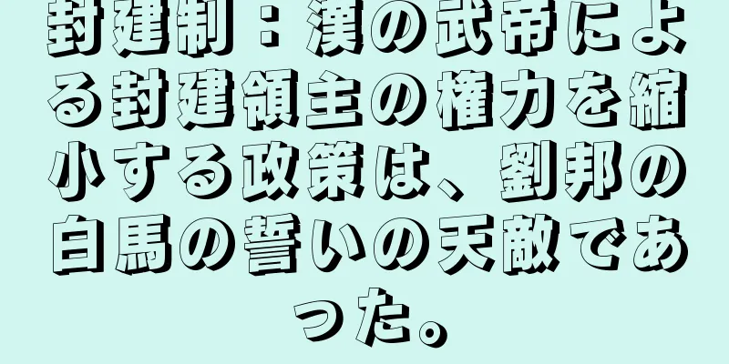 封建制：漢の武帝による封建領主の権力を縮小する政策は、劉邦の白馬の誓いの天敵であった。