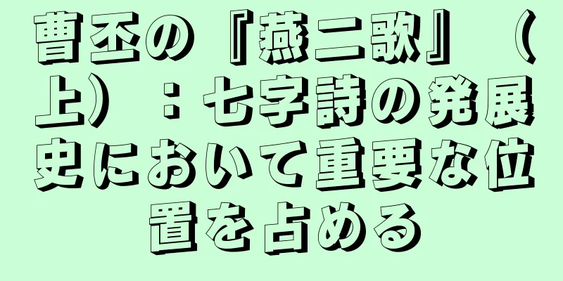 曹丕の『燕二歌』（上）：七字詩の発展史において重要な位置を占める