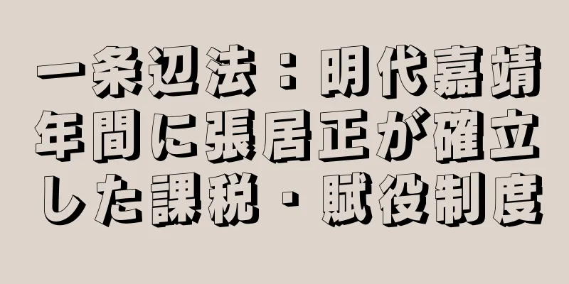 一条辺法：明代嘉靖年間に張居正が確立した課税・賦役制度