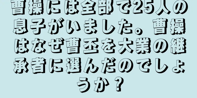曹操には全部で25人の息子がいました。曹操はなぜ曹丕を大業の継承者に選んだのでしょうか？