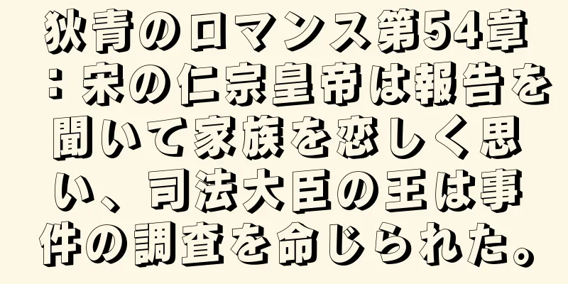 狄青のロマンス第54章：宋の仁宗皇帝は報告を聞いて家族を恋しく思い、司法大臣の王は事件の調査を命じられた。