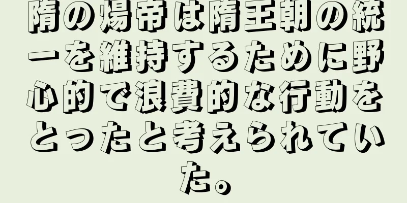 隋の煬帝は隋王朝の統一を維持するために野心的で浪費的な行動をとったと考えられていた。
