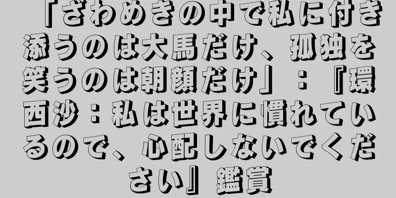 「ざわめきの中で私に付き添うのは大馬だけ、孤独を笑うのは朝顔だけ」：『環西沙：私は世界に慣れているので、心配しないでください』鑑賞