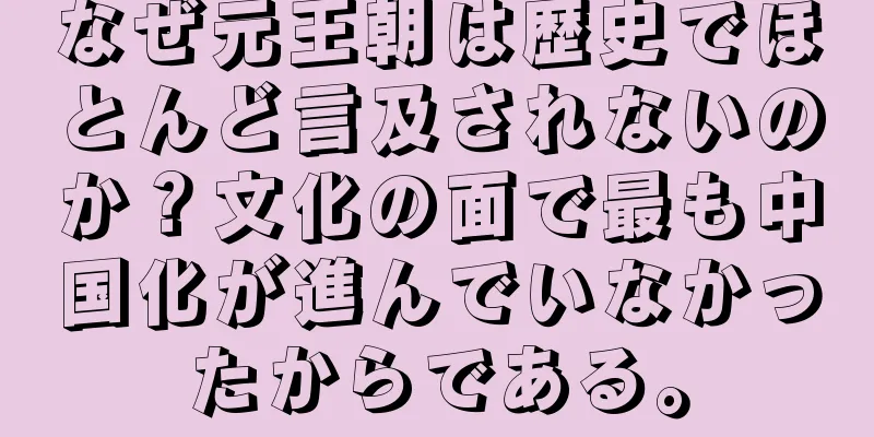 なぜ元王朝は歴史でほとんど言及されないのか？文化の面で最も中国化が進んでいなかったからである。