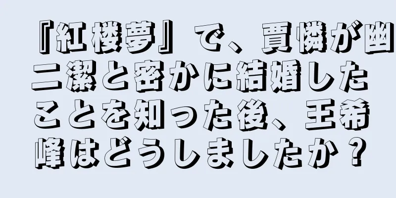 『紅楼夢』で、賈憐が幽二潔と密かに結婚したことを知った後、王希峰はどうしましたか？