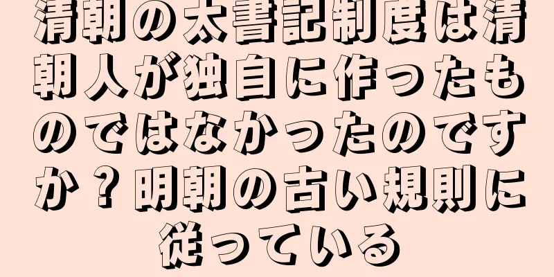 清朝の太書記制度は清朝人が独自に作ったものではなかったのですか？明朝の古い規則に従っている
