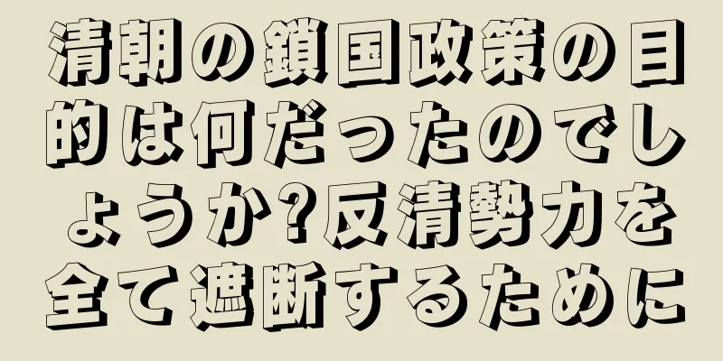 清朝の鎖国政策の目的は何だったのでしょうか?反清勢力を全て遮断するために