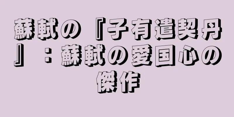 蘇軾の『子有遣契丹』：蘇軾の愛国心の傑作