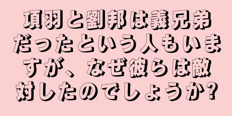 項羽と劉邦は義兄弟だったという人もいますが、なぜ彼らは敵対したのでしょうか?