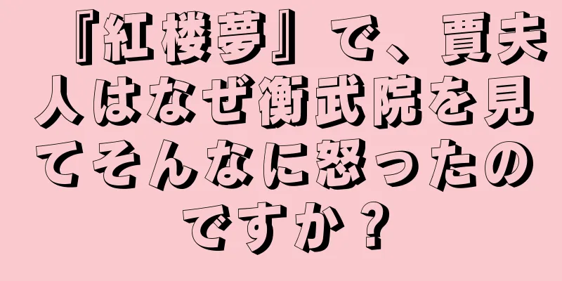 『紅楼夢』で、賈夫人はなぜ衡武院を見てそんなに怒ったのですか？