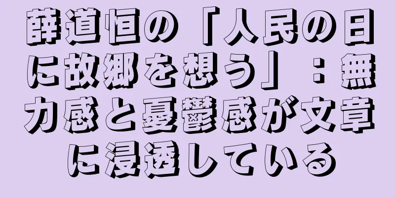 薛道恒の「人民の日に故郷を想う」：無力感と憂鬱感が文章に浸透している