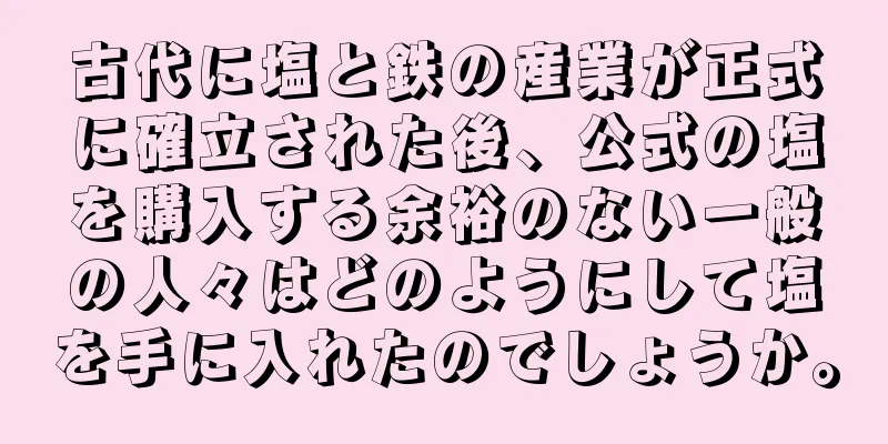 古代に塩と鉄の産業が正式に確立された後、公式の塩を購入する余裕のない一般の人々はどのようにして塩を手に入れたのでしょうか。