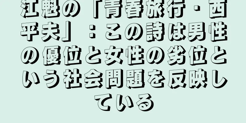 江魁の「青春旅行・西平夫」：この詩は男性の優位と女性の劣位という社会問題を反映している