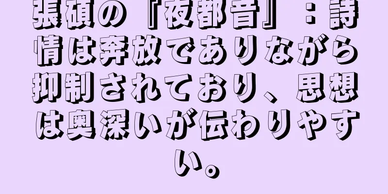 張碩の『夜都音』：詩情は奔放でありながら抑制されており、思想は奥深いが伝わりやすい。