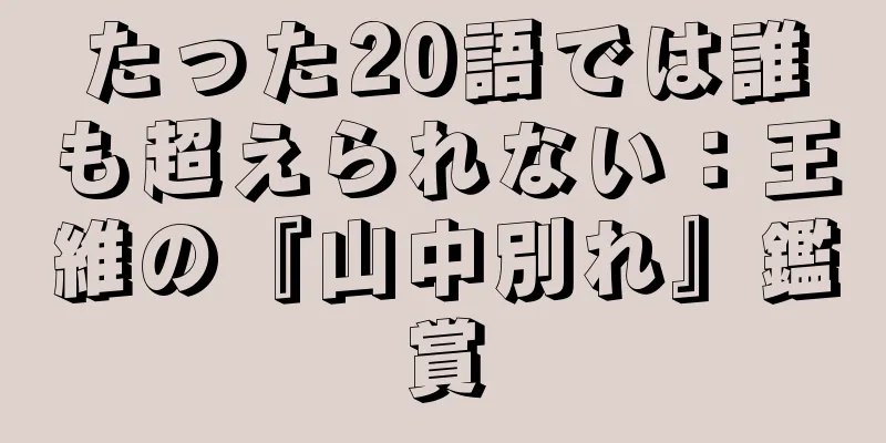 たった20語では誰も超えられない：王維の『山中別れ』鑑賞