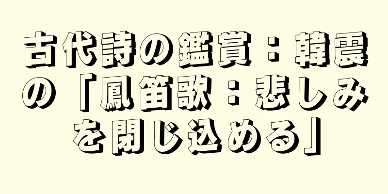 古代詩の鑑賞：韓震の「鳳笛歌：悲しみを閉じ込める」