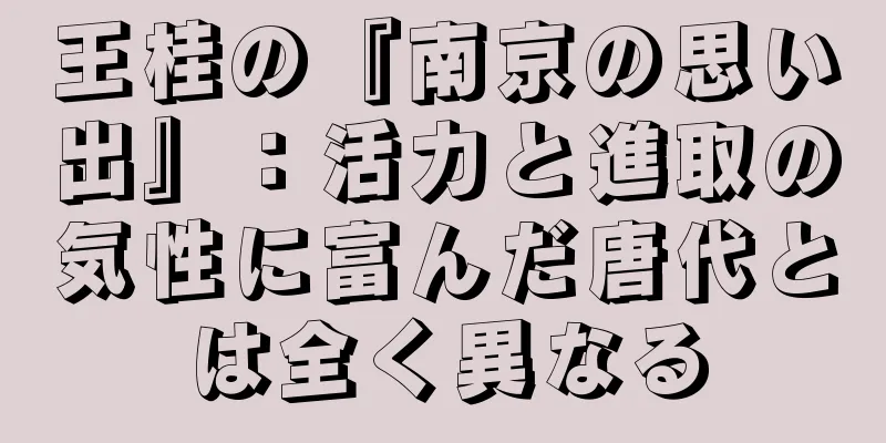 王桂の『南京の思い出』：活力と進取の気性に富んだ唐代とは全く異なる