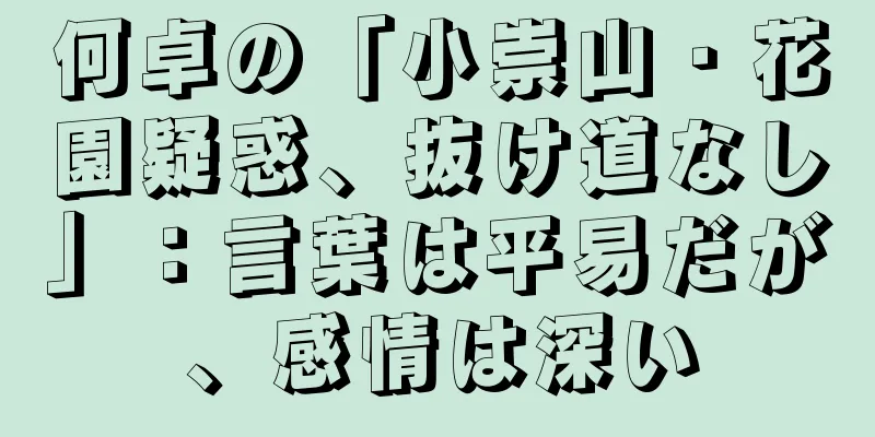 何卓の「小崇山・花園疑惑、抜け道なし」：言葉は平易だが、感情は深い