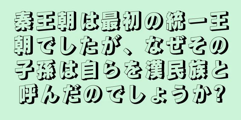 秦王朝は最初の統一王朝でしたが、なぜその子孫は自らを漢民族と呼んだのでしょうか?