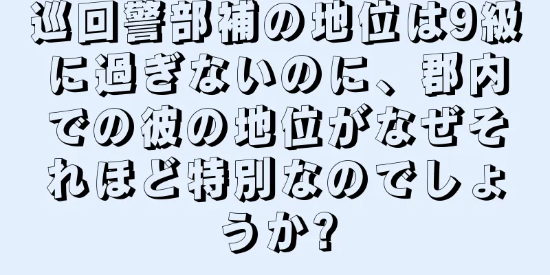 巡回警部補の地位は9級に過ぎないのに、郡内での彼の地位がなぜそれほど特別なのでしょうか?