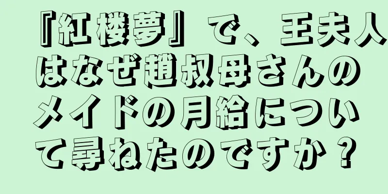 『紅楼夢』で、王夫人はなぜ趙叔母さんのメイドの月給について尋ねたのですか？