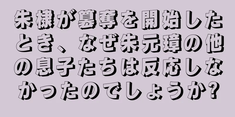 朱棣が簒奪を開始したとき、なぜ朱元璋の他の息子たちは反応しなかったのでしょうか?